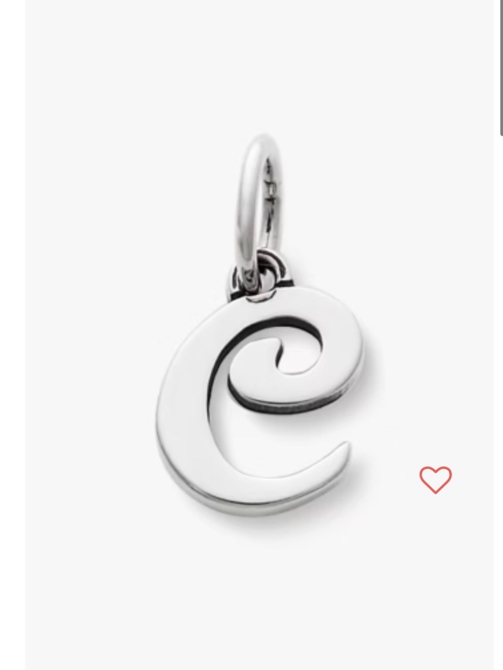 James Avery Polished Silver Swirl 'C' Charm